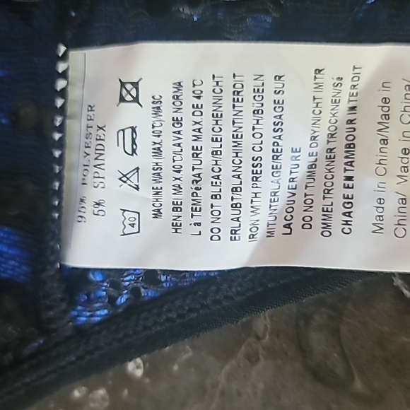 Avidlove Blue and Black 3-Piece Bra, Garter, and G-String Sexy Lace Lingerie, L - Picture 10 of 15